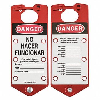 BRADY Lockout Hasp Red Aluminum 7-1/2 L PK5, 489L62