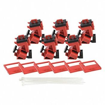BRADY Single Pole Breaker Lockout Red 3-3/4 H, 489M19