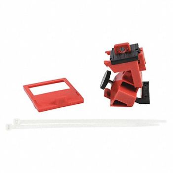 BRADY Single Pole Breaker Lockout Red 3-3/4 H, 489M33