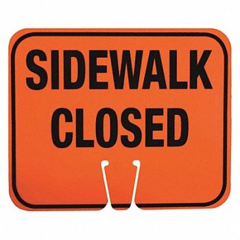 GRAINGER APPROVED Traffic Cone Sign 12-1/2 L ABS Plastic, 489N86