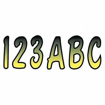 HARDLINE PRODUCTS Number and Letter Combo Kit Yellow/Black, 48FV44