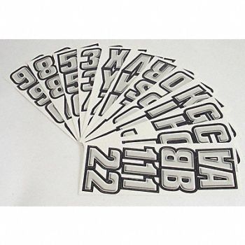 HARDLINE PRODUCTS Number and Letter Combo Kit Silver/Black, 48FV78