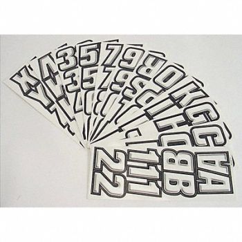 HARDLINE PRODUCTS Number and Letter Combo Kit White/Black, 48FV79
