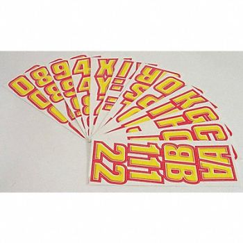 HARDLINE PRODUCTS Number and Letter Combo Kit Yellow/Red, 48FV82