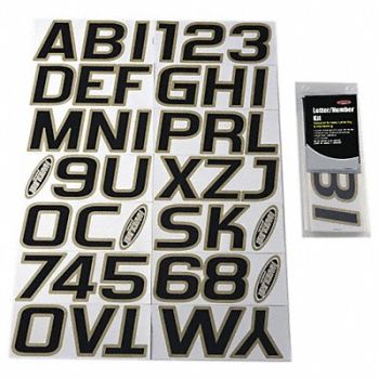 HARDLINE PRODUCTS Number and Letter Combo Kit Black 3in.H, 48FV99