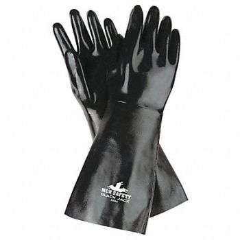 MCR SAFETY Chemical Gloves L 18 L Blk PR, 48GG60