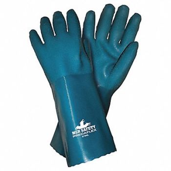 MCR SAFETY Chemical Gloves L 14 in L Blue PR, 48GJ83