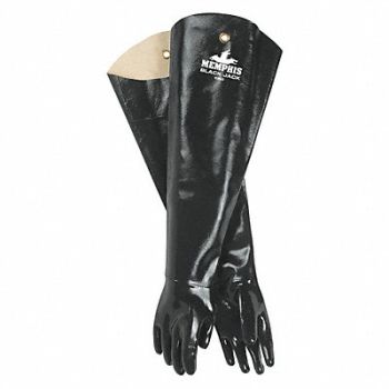 MCR SAFETY Chemical Gloves L 31 in L Blk PR, 48GG61