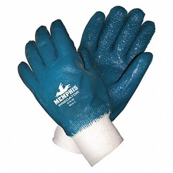 MCR SAFETY Chemical Gloves L Blue/White PK12, 48GK08