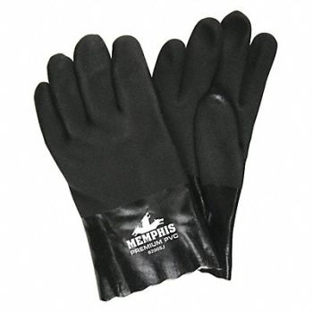 MCR SAFETY Chemical Gloves L 10 in L Blk PR, 48GM51