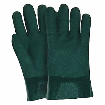 MCR SAFETY Chemical Gloves L 10 in L Sandy PVC PR, 48GM80
