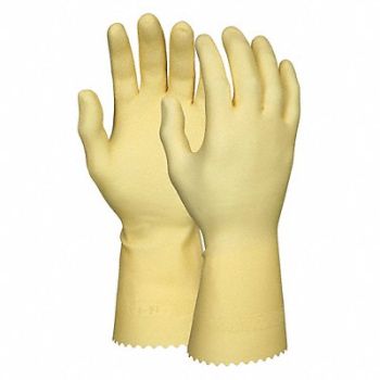 MCR SAFETY J4452 Chemical Gloves L Amber Latex PR, 48GM98