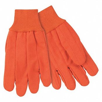 MCR SAFETY Coated Gloves Canvas L Hi-Vis Orng PK12, 48GM60