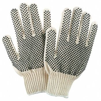 MCR SAFETY Knit Gloves 9-1/2 M Natural/Black PR, 48GM62