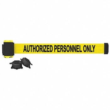 BANNER STAKES Magnetic Retrctble Belt Barrier 7ft Yllw, 48GR21