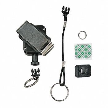GEARKEEPER Radio Retractor 32inL Black SS Belt Clip, 48HR07