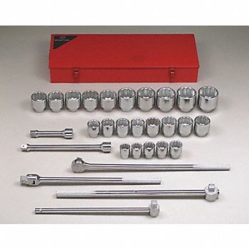 WRIGHT Skt Wrch St Chrm 12Pt 1 7/16-3 1/8in, 48J315