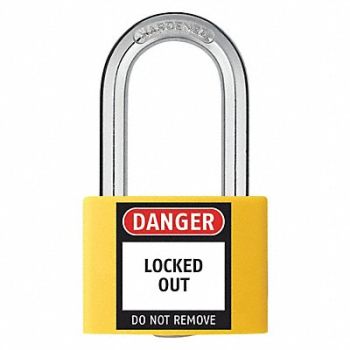 GRAINGER APPROVED Lockout Padlock KA Yellow 2 H PK3, 48JR52