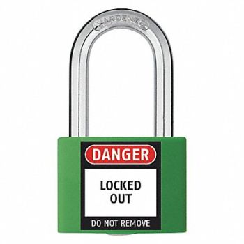 GRAINGER APPROVED J5188 Lockout Padlock KA Green 2 H PK6, 48JR42