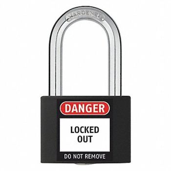 GRAINGER APPROVED J5187 Lockout Padlock KA Black 2 H, 48JR44