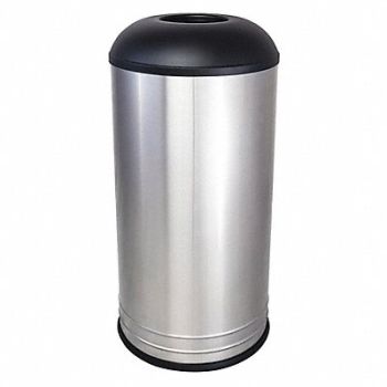 TOUGH GUY Trash Can Round 18 gal Silver, 48L070
