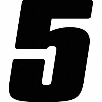 HARDLINE PRODUCTS Number Label Blk Vinyl 7in. H No 5 PK12, 48PH08