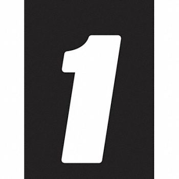 HARDLINE PRODUCTS Number Label Wht Vinyl 4 in H No 1 PK3, 48PG30