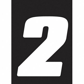 HARDLINE PRODUCTS Number Label Wht Vinyl 4 in H No 2 PK3, 48PG31