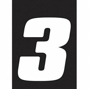 HARDLINE PRODUCTS Number Label Wht Vinyl 7in. H No 3 PK12, 48PH27