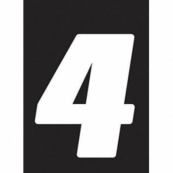HARDLINE PRODUCTS Number Label Wht Vinyl 7in. H No 4 PK12, 48PH28
