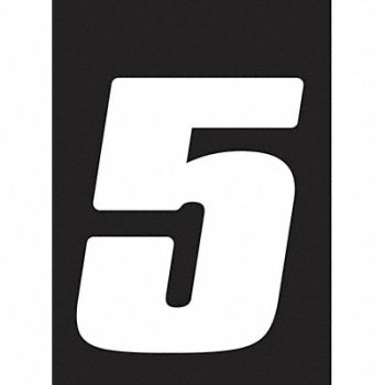 HARDLINE PRODUCTS Number Label Wht Vinyl 4 in H No 5 PK3, 48PG34