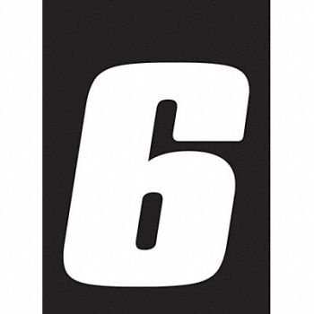 HARDLINE PRODUCTS Number Label Wht Vinyl 7in. H No 6 PK12, 48PH30