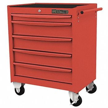 WESTWARD Rolling Tool Cabinet Red Light Duty, 48RJ74