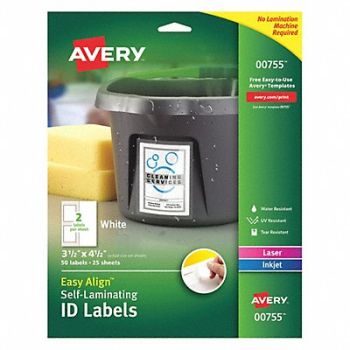 AVERY Laser/Inkjet Lbl 3-1/2 H 4-1/2 W PK50, 48RK09