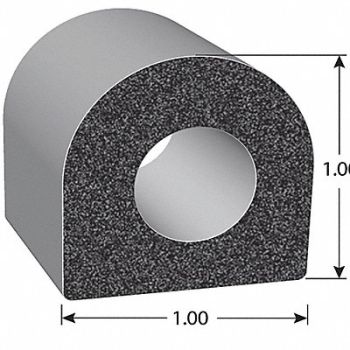 TRIM LOK INC Rubber Seal D-Shaped Thick 1in H 100ft L, 48RM53