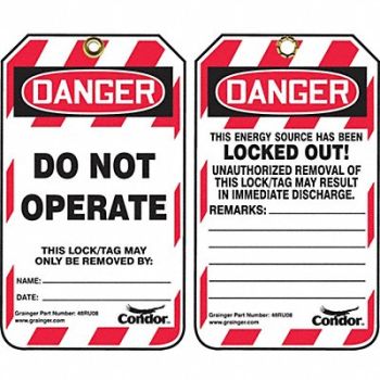 CONDOR Lockout Tag 3-1/4 in W PK25, 48RU08