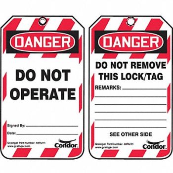 CONDOR Lockout Tag Danger Do Not Operate PK25, 48RU11