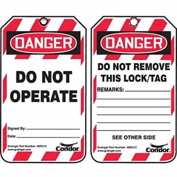 CONDOR Lockout Tag Danger Do Not Operate PK100, 48RU12