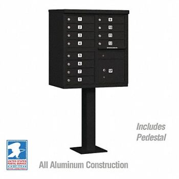 SALSBURY INDUSTRIES Cluster Box Unit Black 13 Doors 18 in W, 48TJ66