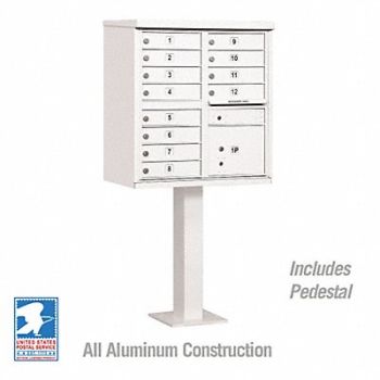 SALSBURY INDUSTRIES Cluster Box Unit White 13 Doors 18 in W, 48TJ70
