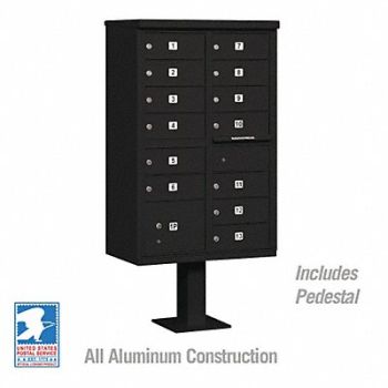 SALSBURY INDUSTRIES Cluster Box Unit Black 14 Doors 18 in W, 48TJ71