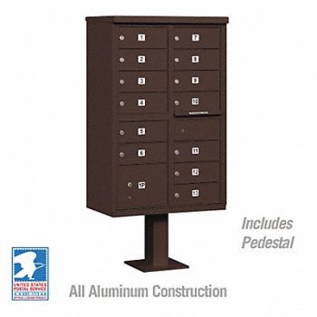 SALSBURY INDUSTRIES Cluster Box Unit Bronze 14 Doors 18in W, 48TJ72