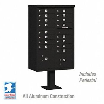 SALSBURY INDUSTRIES Cluster Box Unit Black 18 Doors 18 in W, 48TJ76