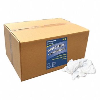 PROCLEAN BASICS White Terry Cloth Remnants 50 lb Box, 48UX83