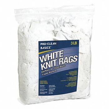 PROCLEAN BASICS White T-Shirt Knit Rags 3 lb Bag, 48UX85
