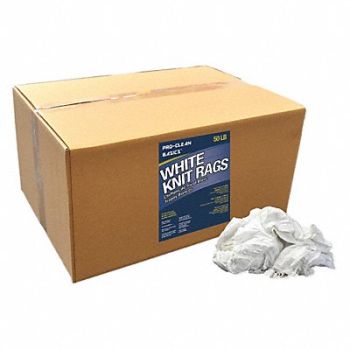 PROCLEAN BASICS White T-Shirt Knit Rags 50 lb Box, 48UX87