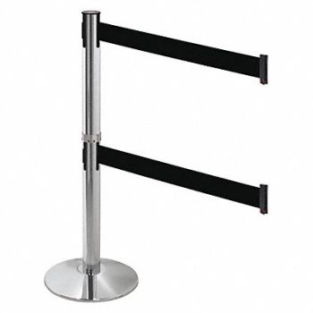 RETRACTA-BELT Barrier Post Aluminum Post Black Belt, 48VH26
