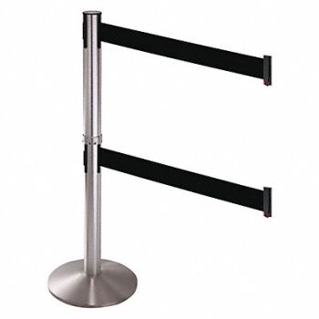 RETRACTA-BELT Barrier Post SS 3 in Belt W Black Belt, 48VH54