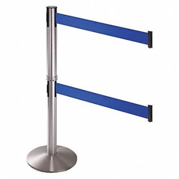 RETRACTA-BELT Barrier Post SS 3 in Belt W Blue Belt, 48VH55