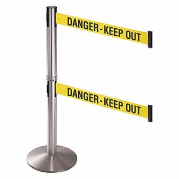 RETRACTA-BELT Barrier Post 3in. Belt W Danger Keep Out, 48VH58